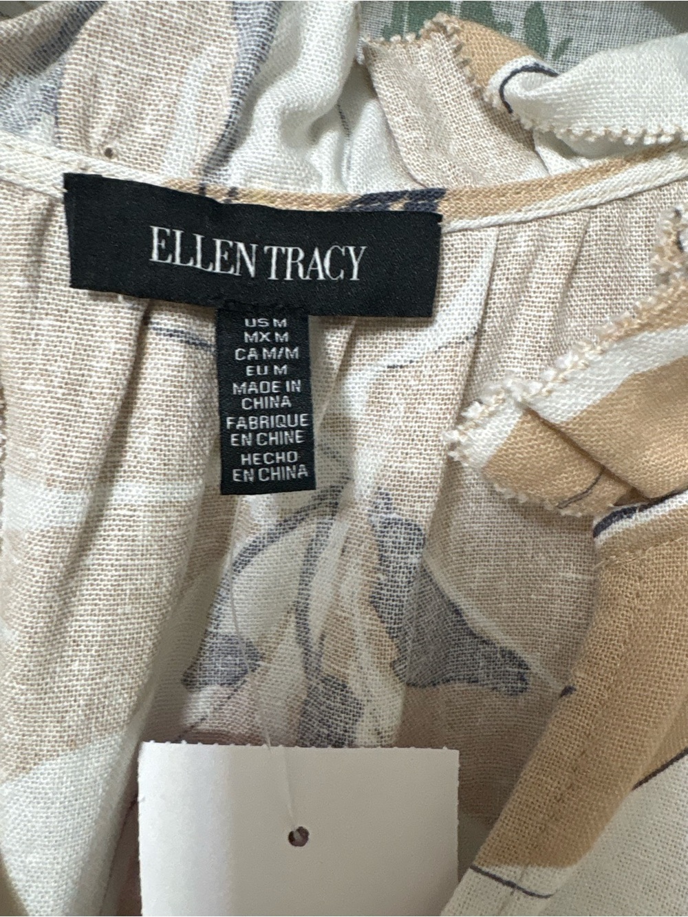 Ellen Tracey Sleeveless Ruffle Neck Floral Print Top - Beige - Picture 3 of 4